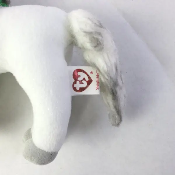 2007 Ty Beanie Babies Sleighride White Horse Stuffed Animal 6.5"