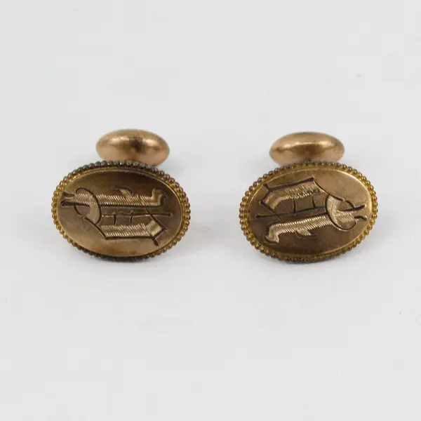Vintage Engraved P Initial Monogram Gold-Tone Cufflinks