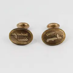 Vintage Engraved P Initial Monogram Gold-Tone Cufflinks