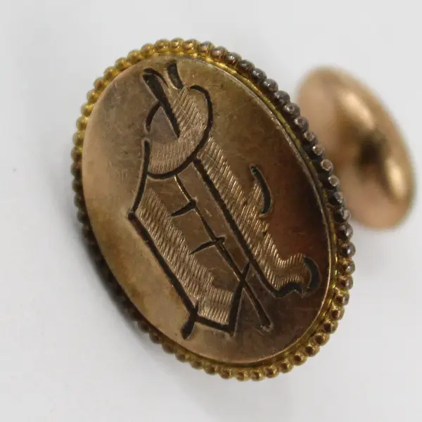 Vintage Engraved P Initial Monogram Gold-Tone Cufflinks