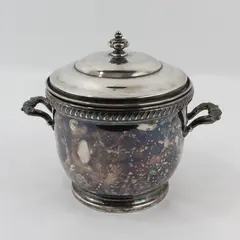 Vtg Poole Bristol B40 Silver Plated Ice Bucket w/ Glass Liner