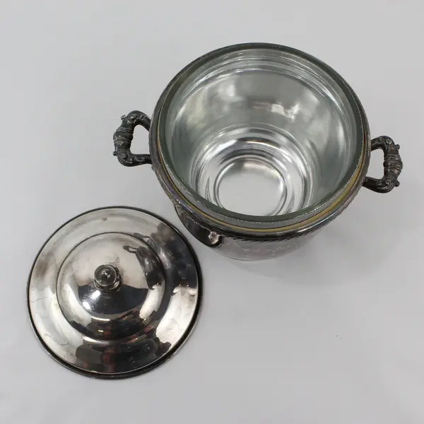 Vtg Poole Bristol B40 Silver Plated Ice Bucket w/ Glass Liner
