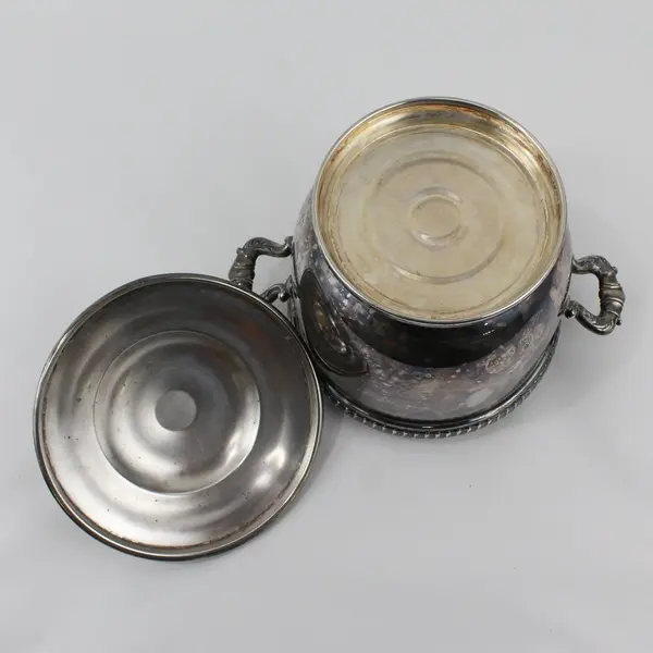 Vtg Poole Bristol B40 Silver Plated Ice Bucket w/ Glass Liner
