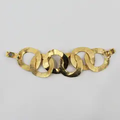 Chico's Chunky Gold-Tone Hammered Link Bracelet 7.25"