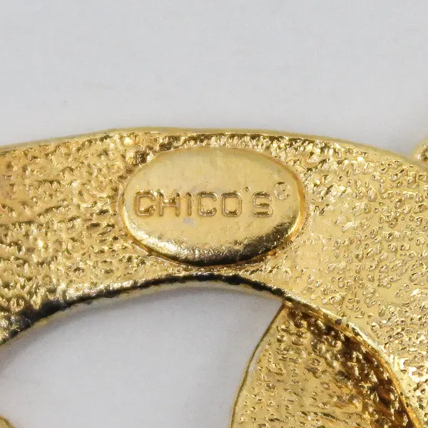 Chico's Chunky Gold-Tone Hammered Link Bracelet 7.25"