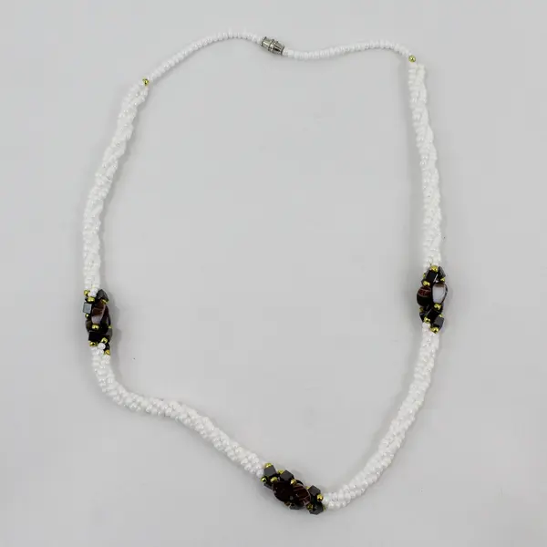 Vintage Glass Beaded Braid Twist Necklace 22"