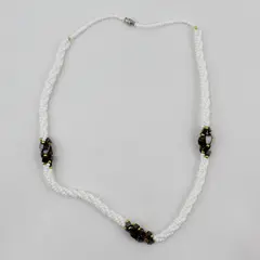Vintage Glass Beaded Braid Twist Necklace 22"