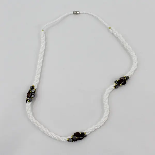 Vintage Glass Beaded Braid Twist Necklace 22"