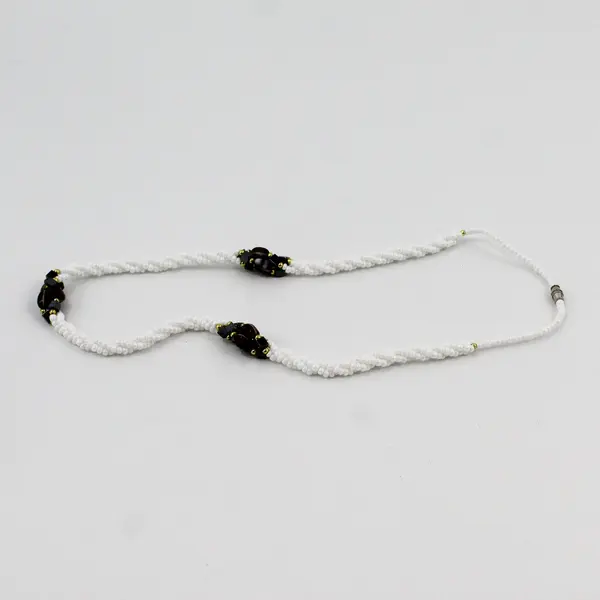 Vintage Glass Beaded Braid Twist Necklace 22"