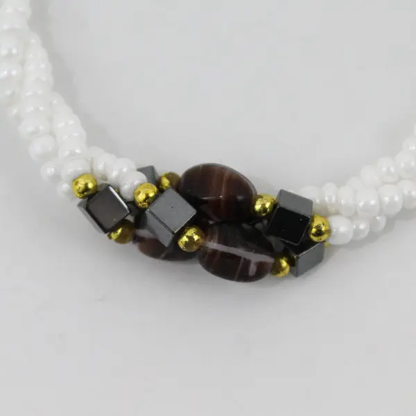 Vintage Glass Beaded Braid Twist Necklace 22"
