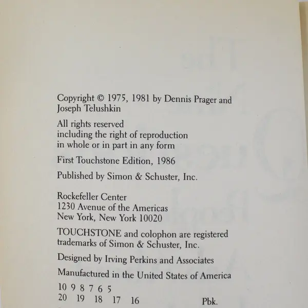 The Nine Questions People Ask About Judaism Prager Telushkin 1986 Touchstone