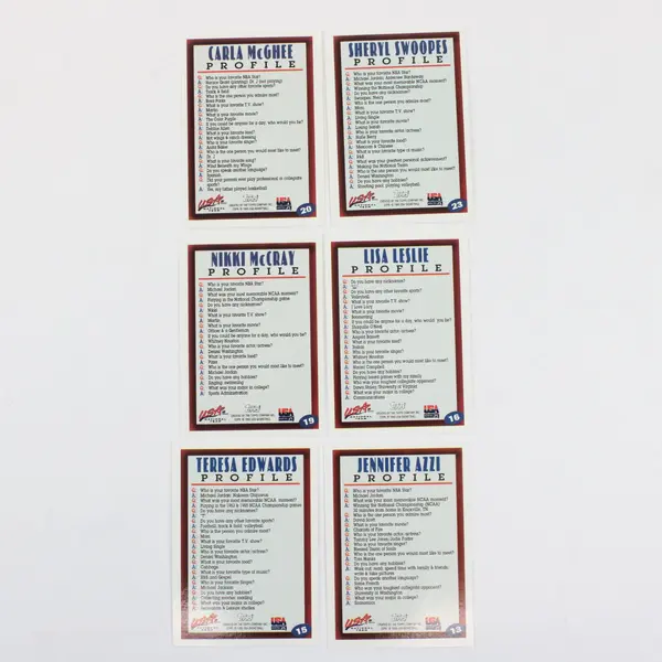 Lot of 12 1995 Topps Women's USA National Team Basketball Profile Cards