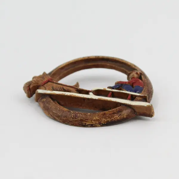 Vintage Whimsicle Costume Pin Scottie Dog pulling Boy on Sled 