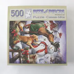 Bits And Pieces Christmas Barn Snowman 500-Pc. Jigsaw Puzzle, Complete