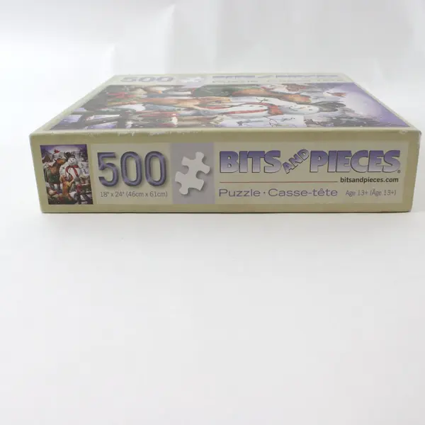 Bits And Pieces Christmas Barn Snowman 500-Pc. Jigsaw Puzzle, Complete