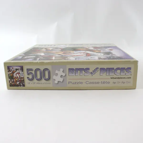 Bits And Pieces Christmas Barn Snowman 500-Pc. Jigsaw Puzzle, Complete