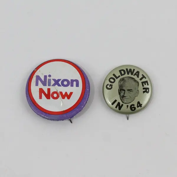 Lot of 4 Vintage Presidential Campaign Pinback Buttons Goldwater Nixon Ford Bush