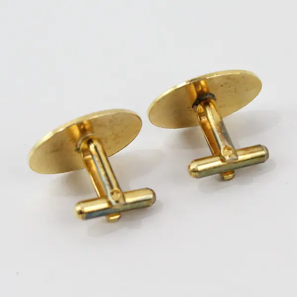Vintage Etched Gold-Tone Oval Cufflinks