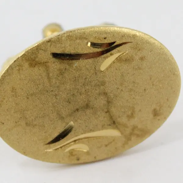Vintage Etched Gold-Tone Oval Cufflinks