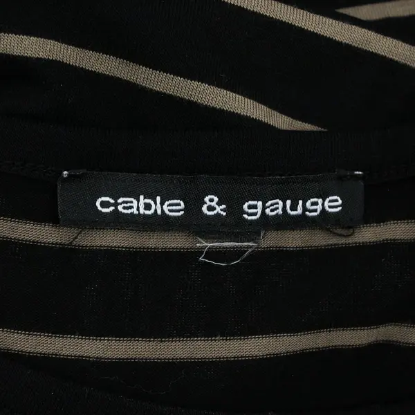 Cable & Gauge Tan and Black Striped Stretch Shirt  1/2 Sleeve