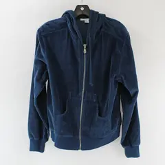 Dressbarn Blue Cotton Corduroy Full Zip Hoodie Jacket Size M