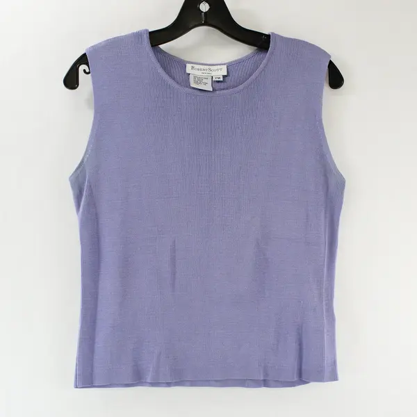 Robert Scott Silk Lavender Ribbed Sleeveless Crew Neck Sweater Tank Top Size PM
