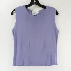 Robert Scott Silk Lavender Ribbed Sleeveless Crew Neck Sweater Tank Top Size PM