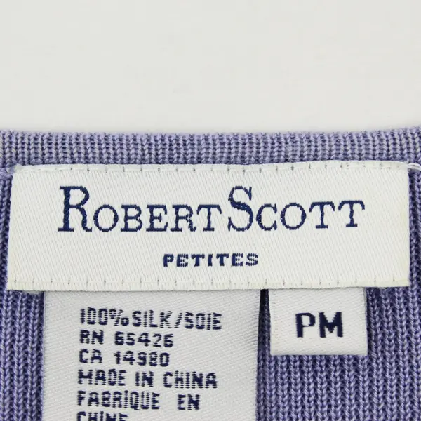 Robert Scott Silk Lavender Ribbed Sleeveless Crew Neck Sweater Tank Top Size PM