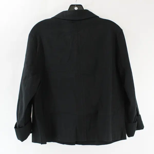 Kathy Ireland Women's Large Black Stretch Button Up Cropped Jacket