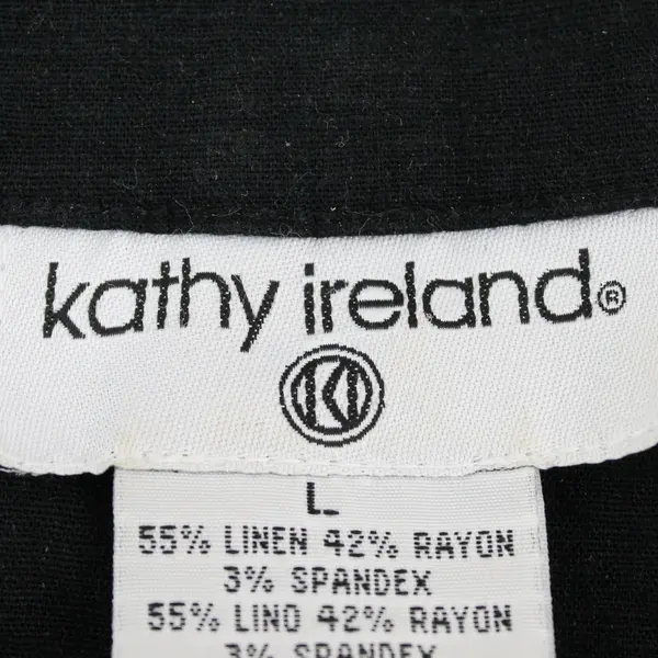 Kathy Ireland Women's Large Black Stretch Button Up Cropped Jacket