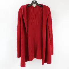 Eddie Bauer Red Knitted Hooded Cotton Cardigan Women's L