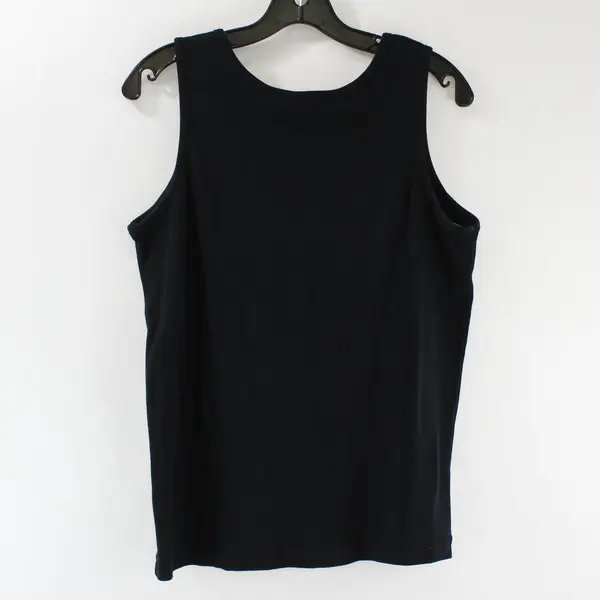 Cabin Creek Women's Petite M Black Tank Top Lace Applique Neckline