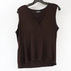 Baranda Brown Sleeveless V-Neck Faux-Wrap Empire Waist Top Sz M