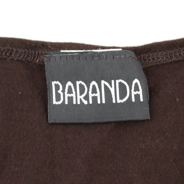 Baranda Brown Sleeveless V-Neck Faux-Wrap Empire Waist Top Sz M