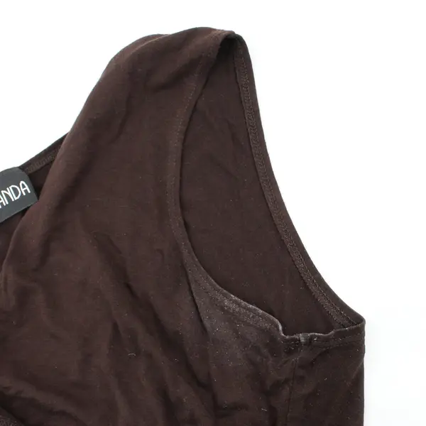 Baranda Brown Sleeveless V-Neck Faux-Wrap Empire Waist Top Sz M