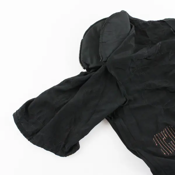 Vintage Argenti Notte Beaded Sequined Black Short-Sleeved Silk Top Women's Small