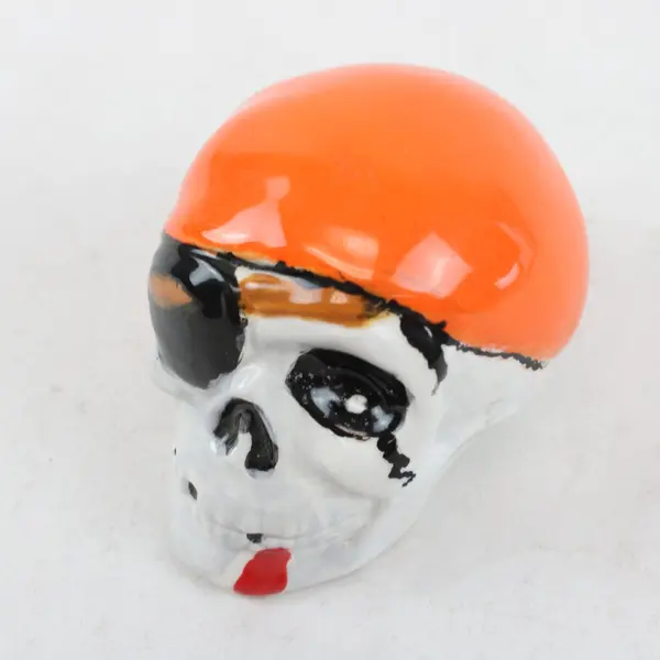Ceramic Pirate Skull Halloween Decoration Small Multicolor Hand Painted