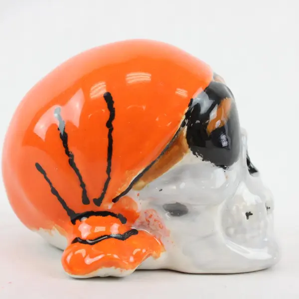 Ceramic Pirate Skull Halloween Decoration Small Multicolor Hand Painted