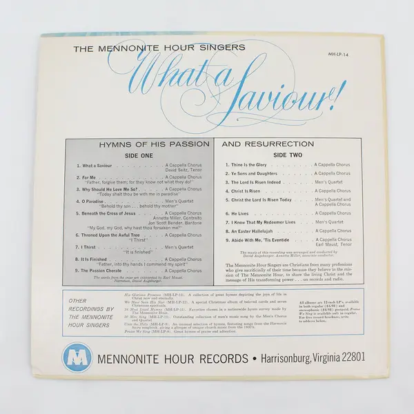 The Mennonite Hour Singers What a Saviour! 12" Vinyl Record