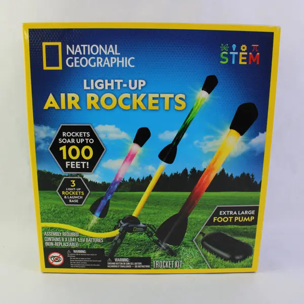 National Geographic Light-Up Air Rockets STEM Toy Foot Pump S110
