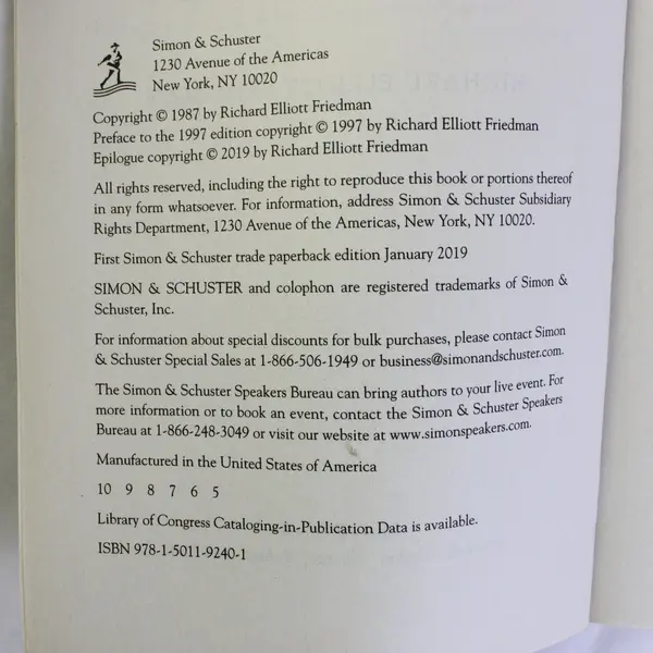 Who Wrote the Bible? by Richard Elliott Friedman 2019 Paperback Good