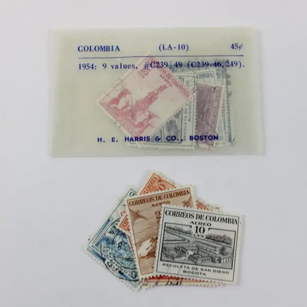 Lot of 9 Colombia Pictorial Airmail Stamps Scott C239-46 C249 Used