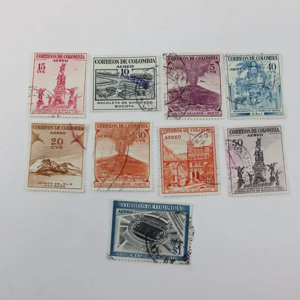 Lot of 9 Colombia Pictorial Airmail Stamps Scott C239-46 C249 Used