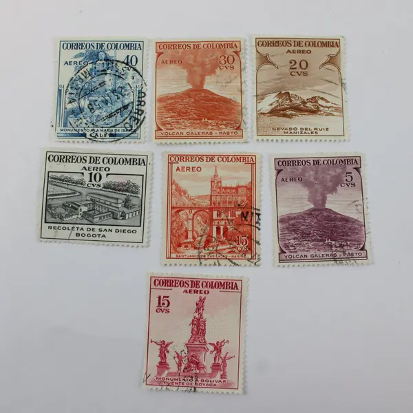Lot of 9 Colombia Pictorial Airmail Stamps Scott C239-46 C249 Used