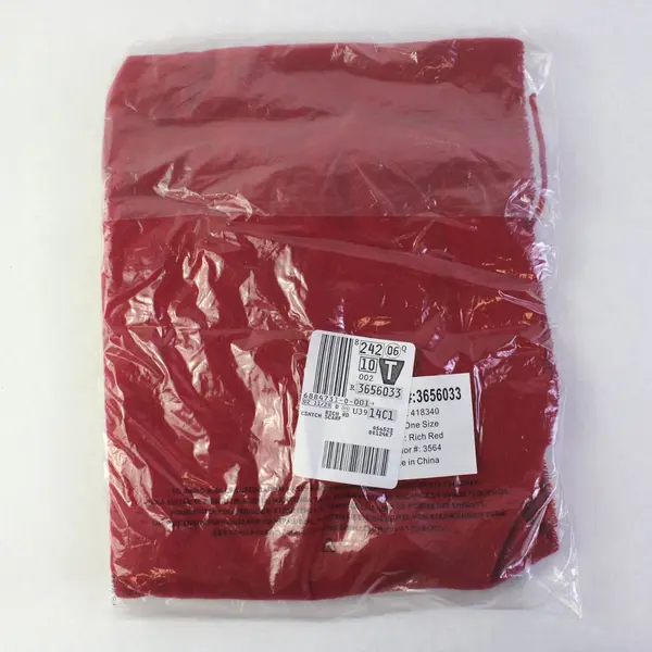 Lands' End One Size Rich Red Knit Fringe Rectangle Scarf New Sealed