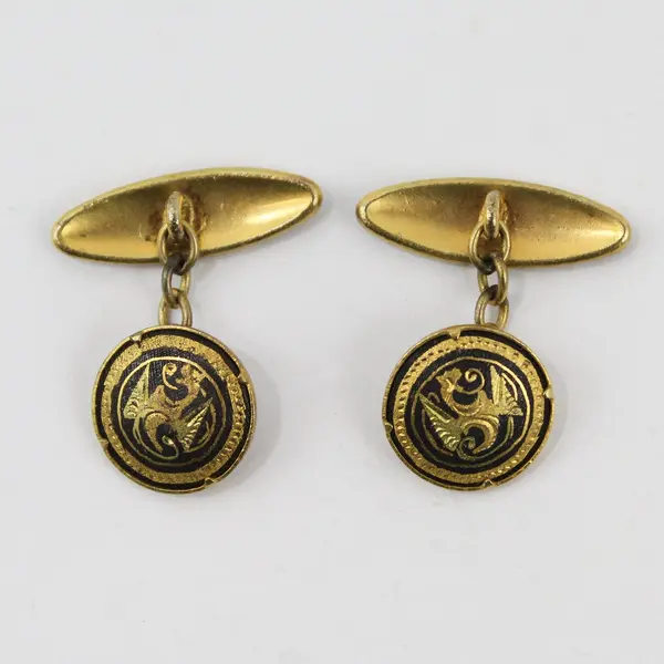 Vintage Gold-Painted Dragon Design Cufflinks