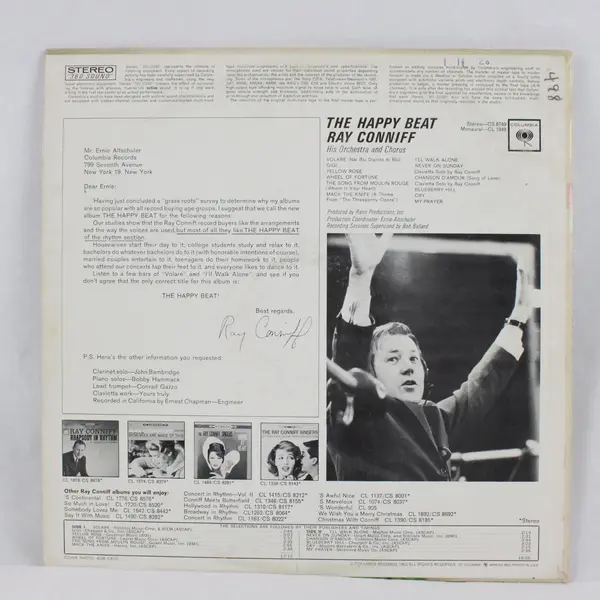 Ray Conniff His Orchestra And Chorus - The Happy Beat 12" Vinyl Record