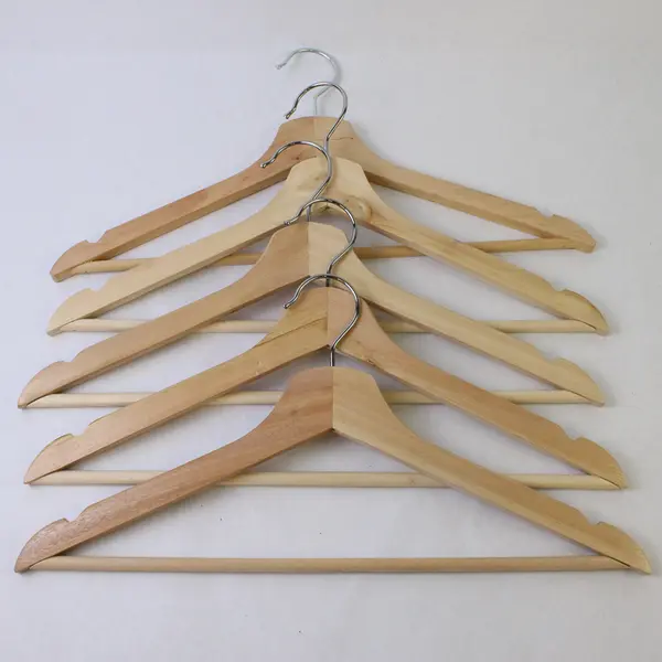 Lot of 5 Wooden Clothes Hangers with Pants Bars