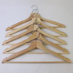Lot of 5 Wooden Clothes Hangers with Pants Bars