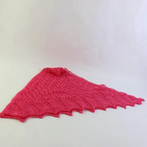 Handmade Openwork Crochet Hot Pink Triangle Scarf 54"